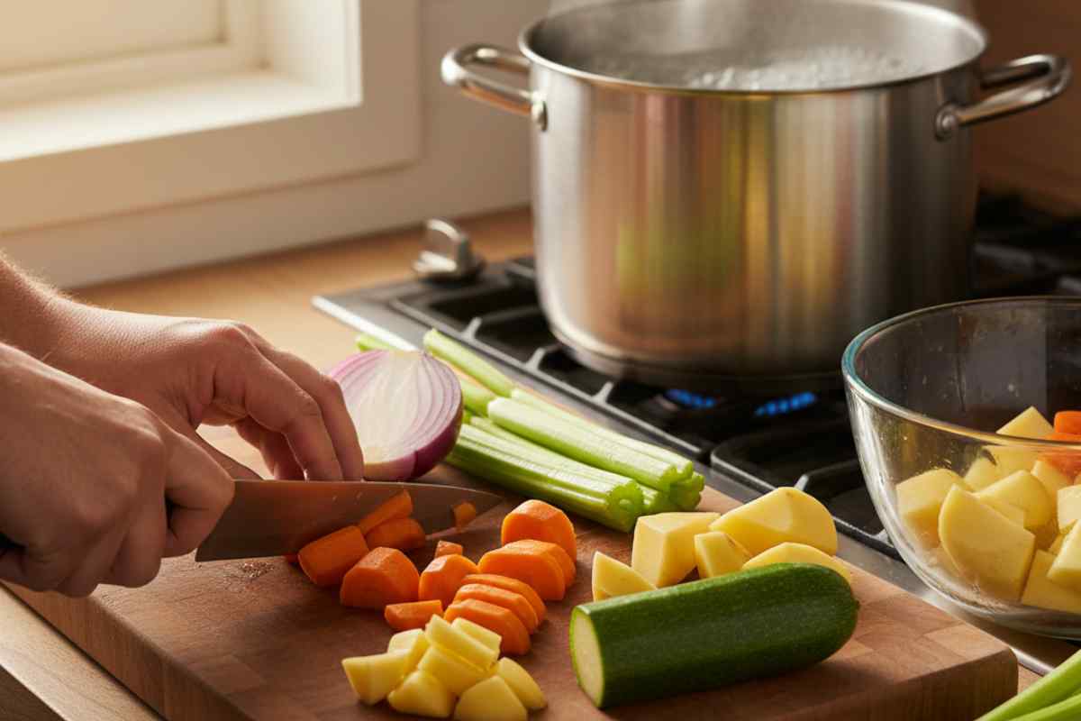 tagliare carote patate zucchine cipolle