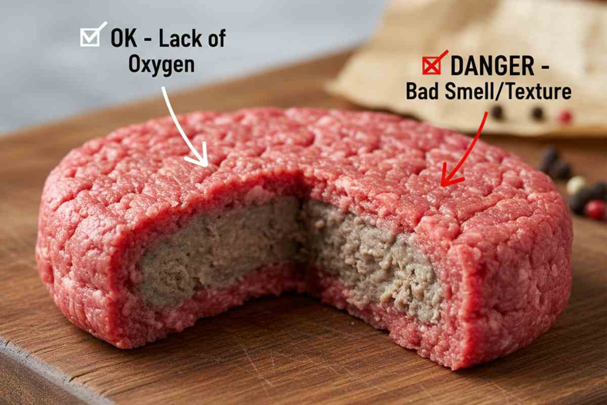 carne macinata con grigio al centro