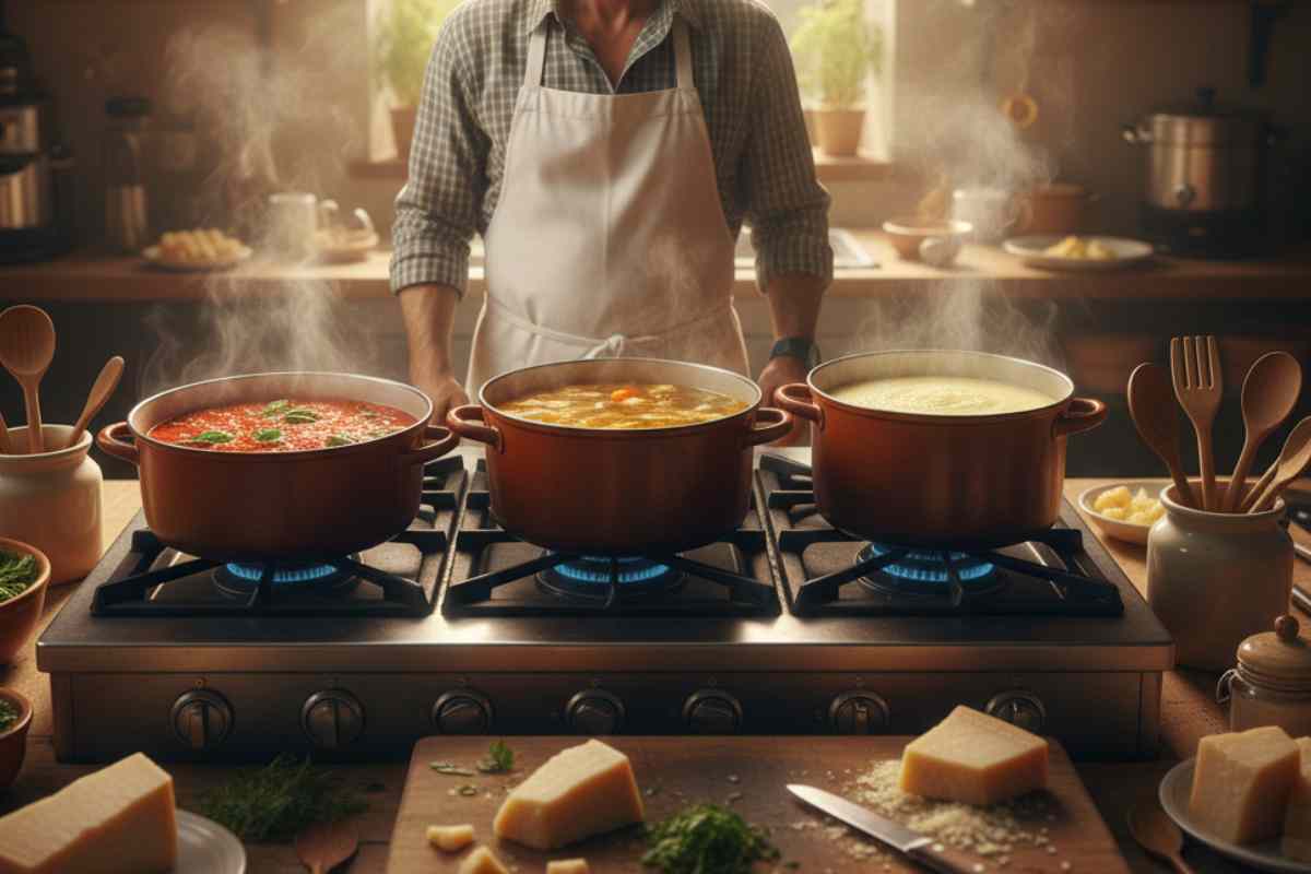 persona che cucina varie cose con croste di parmigiano