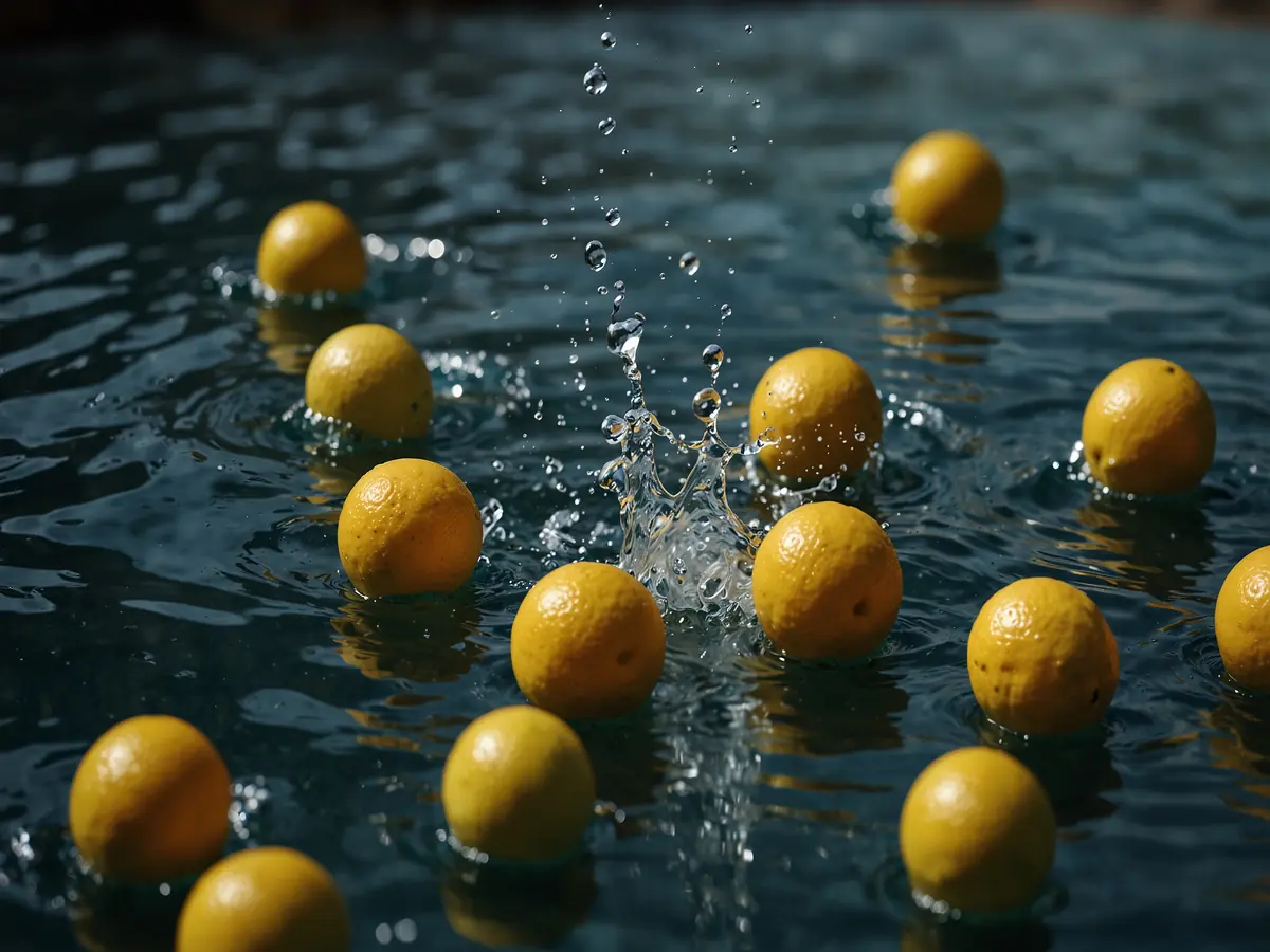 persona che beve acqua e limone in una cucina