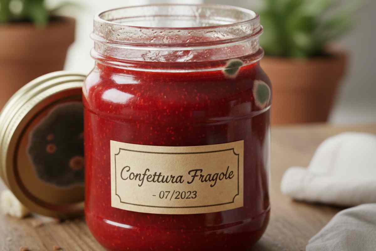 barattolo di marmellata con la muffa